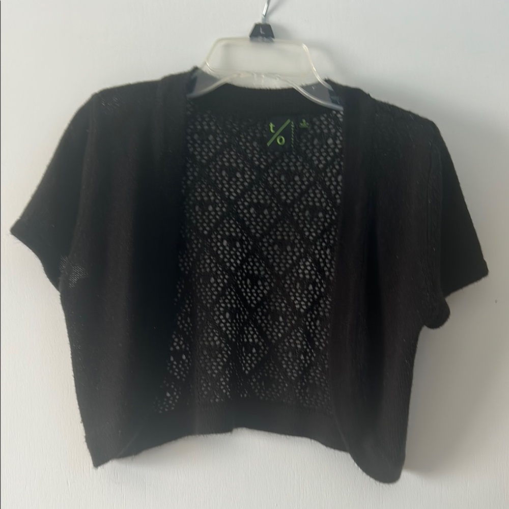 Black Formal Open Knit Cardigan